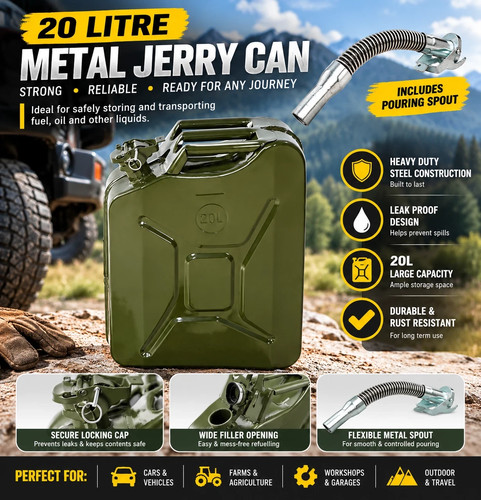 20l 6mm metal fuel jerry - fuel,